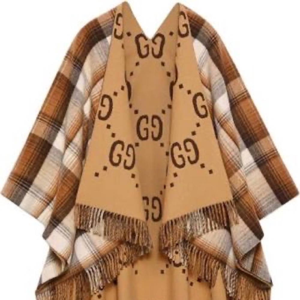 Gucci monogram reversible wool poncho